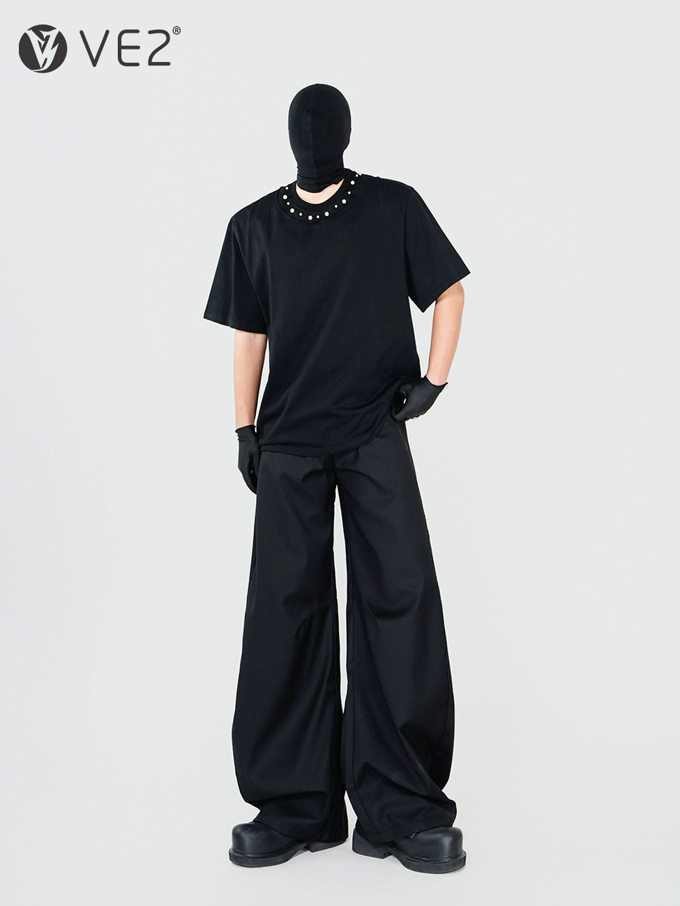 Pearl Studs Detail Oversize Short Sleeve T-Shirt WN17294