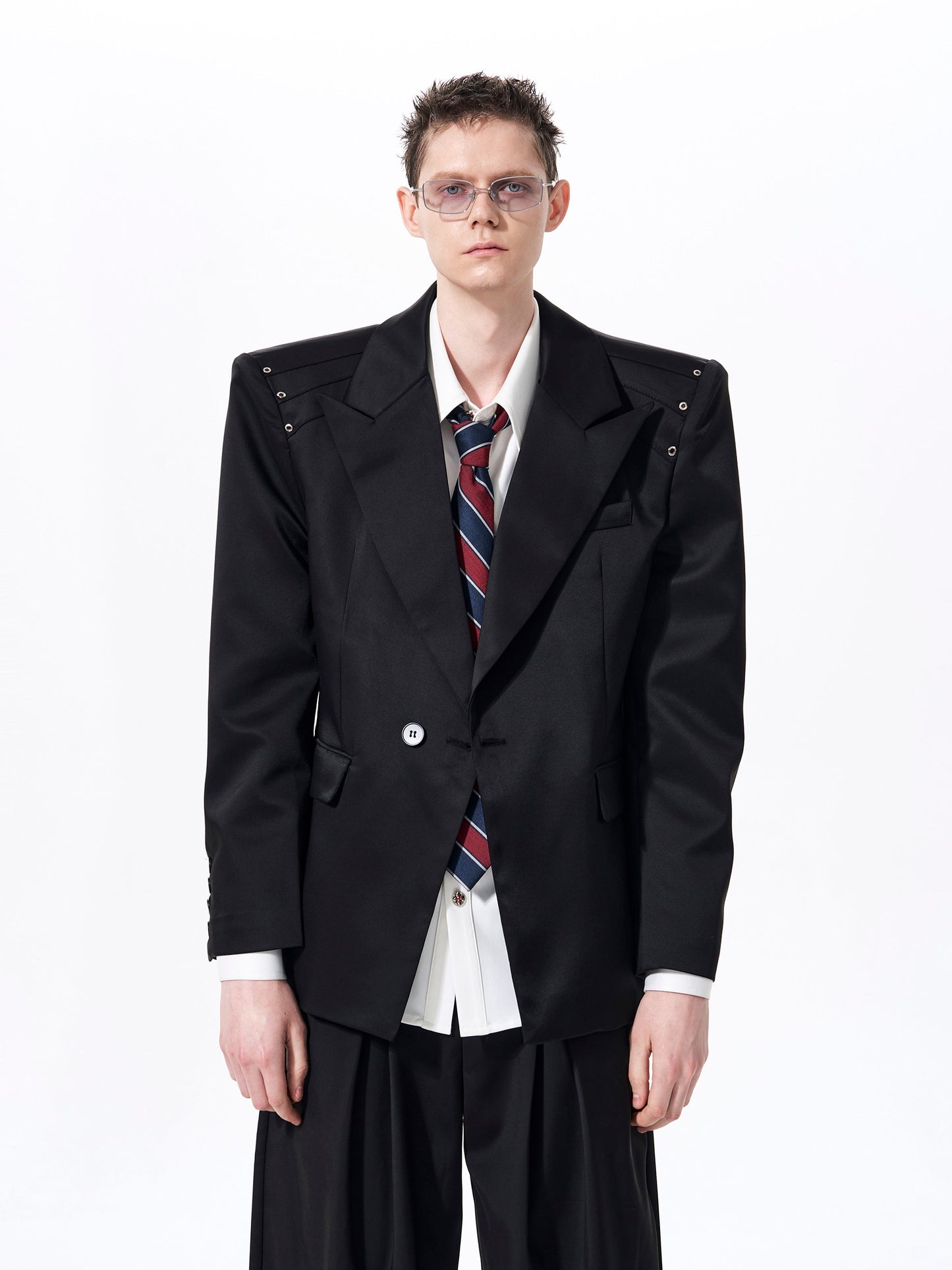 Oversize Waist-Cinched Tailored Jacket & Trousers Setup WN23272