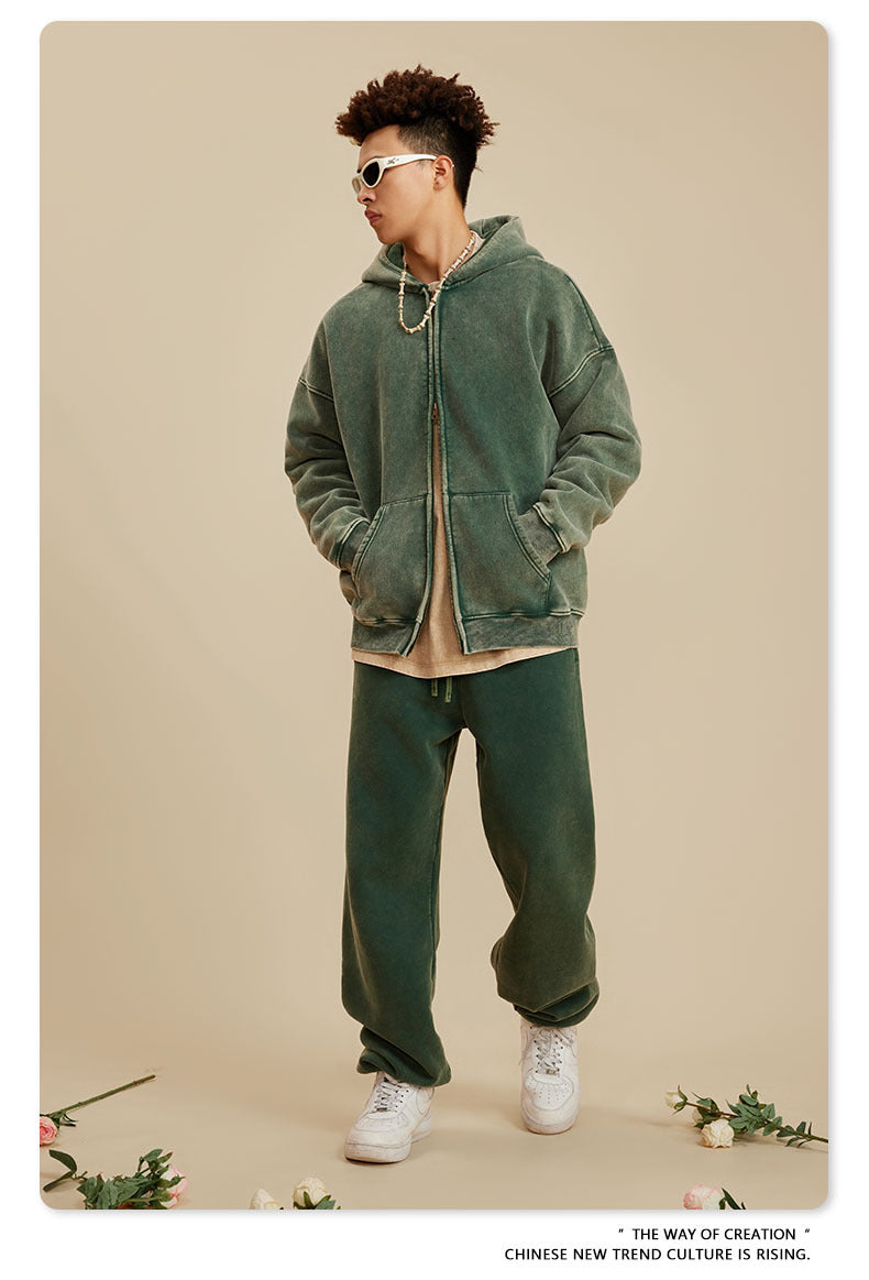 Oversize Washed Zipper Hoodie WN6461