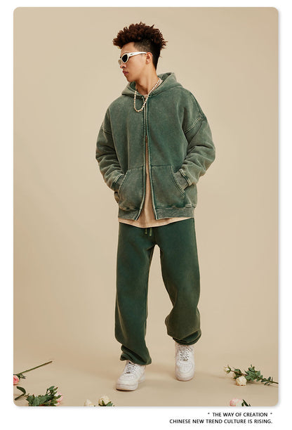 Oversize Washed Zipper Hoodie WN6461