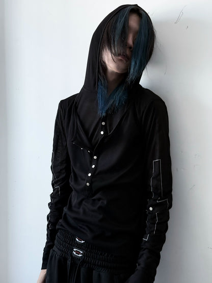 Fake Layered Hooded Long Sleeve T-Shirt WN20894