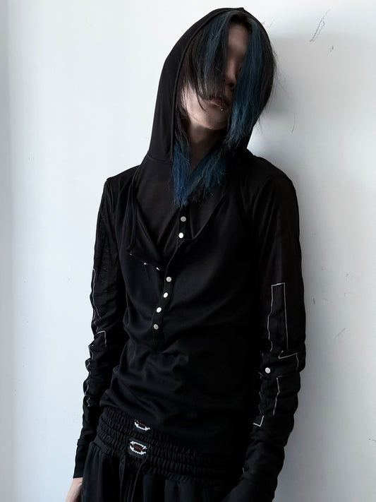 Fake Layered Hooded Long Sleeve T-Shirt WN20894