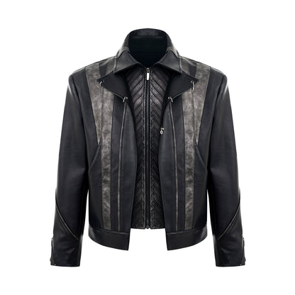 Fake Layered PU Leather Jacket & PU Leather Pants Setup WN10178