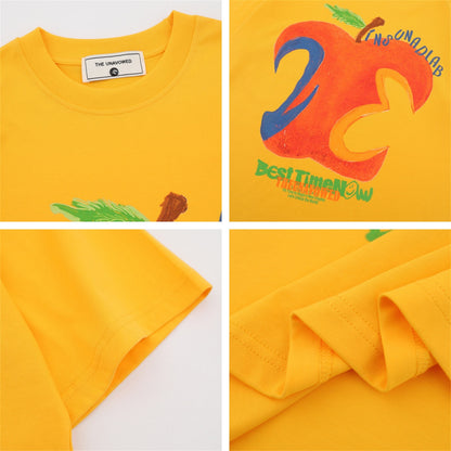 Apple Letter Print Short Sleeve T-Shirt WN26920