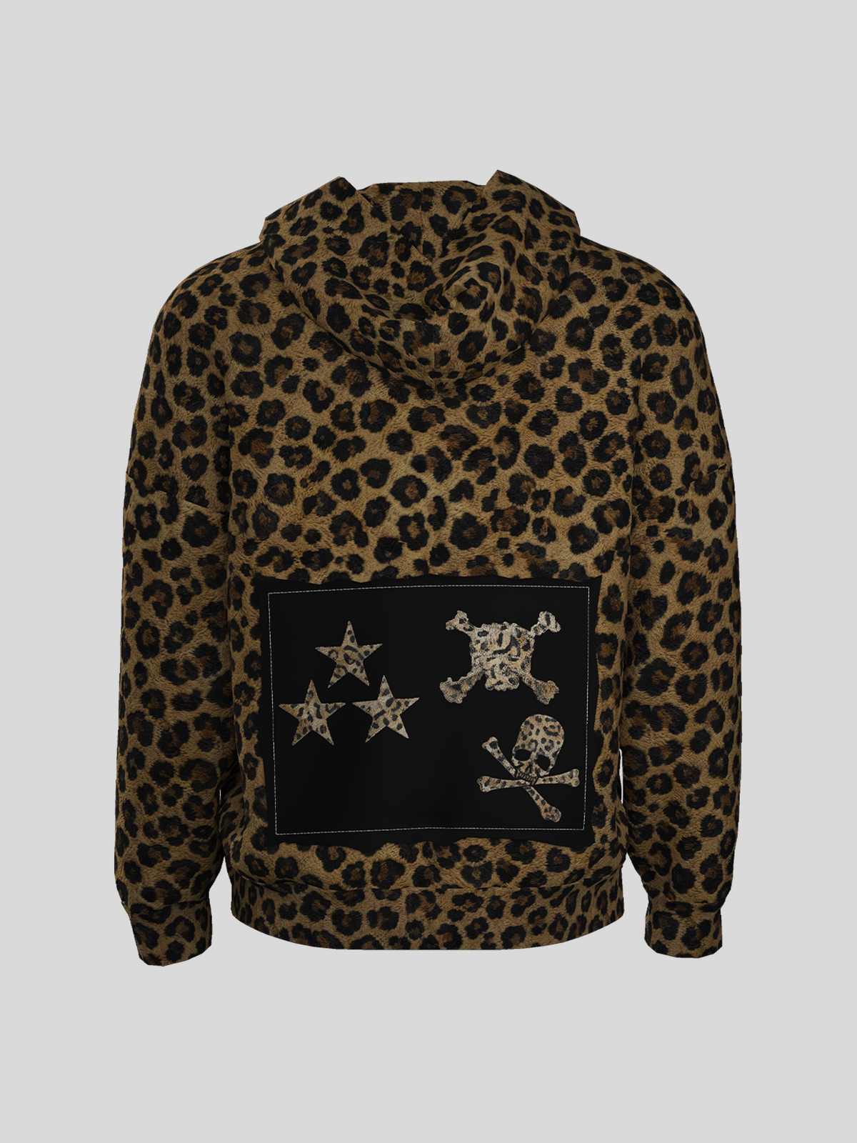 Leopard Print Skeleton Graphic Zipper Hoodie WN27096