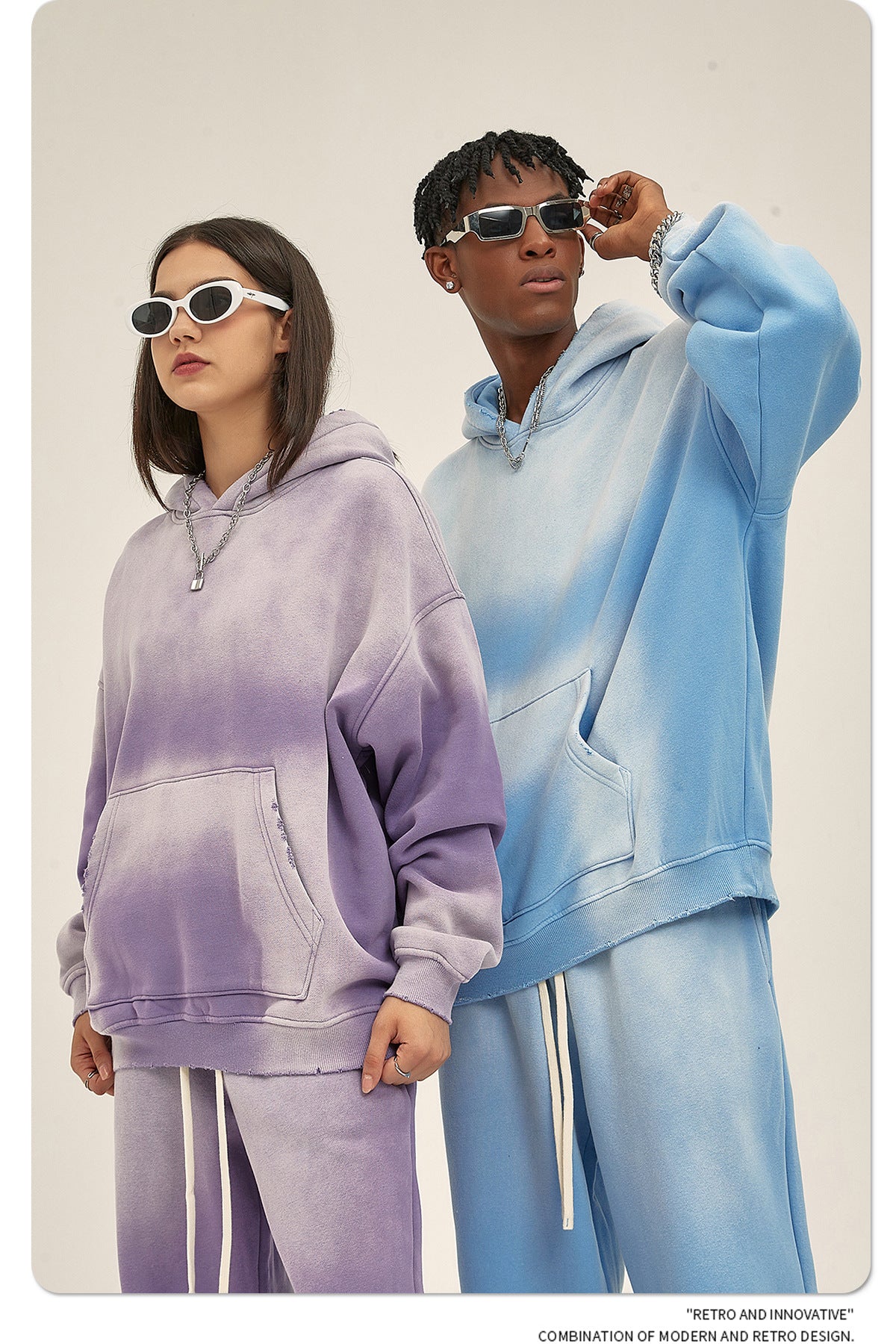 Fleece Lining Spray-dye Damage Oversize Hoodie WN9969-K