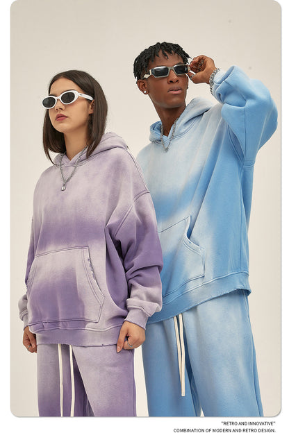 Fleece Lining Spray-dye Damage Oversize Hoodie WN9969-K