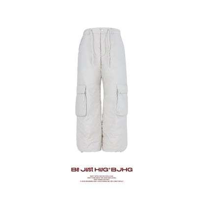 White Duck Down Filling Wide Leg Cargo Pants WN9820