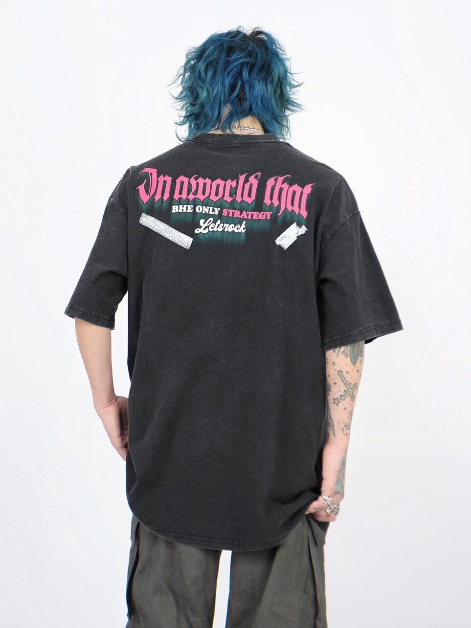 Washed Graphic Print Oversize Short Sleeve T-Shirt WN24408