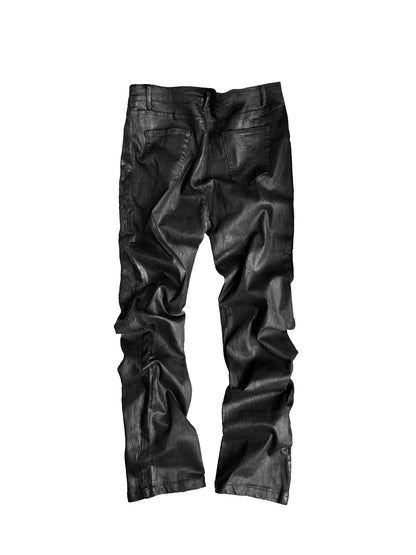 Pocket Rivet Wax Finish Straight Denim Jeans WN27079
