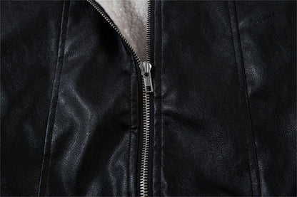 Fleece Lining PU Leather Jacket WN11487