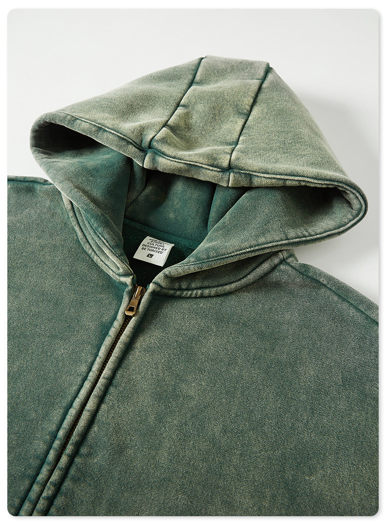 Oversize Washed Zipper Hoodie WN6461