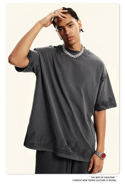 Washed Damage Oversize Heavyweight Short Sleeve T-Shirt WN6072