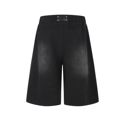 Washed Drawstring Half Sweatpants WN25498