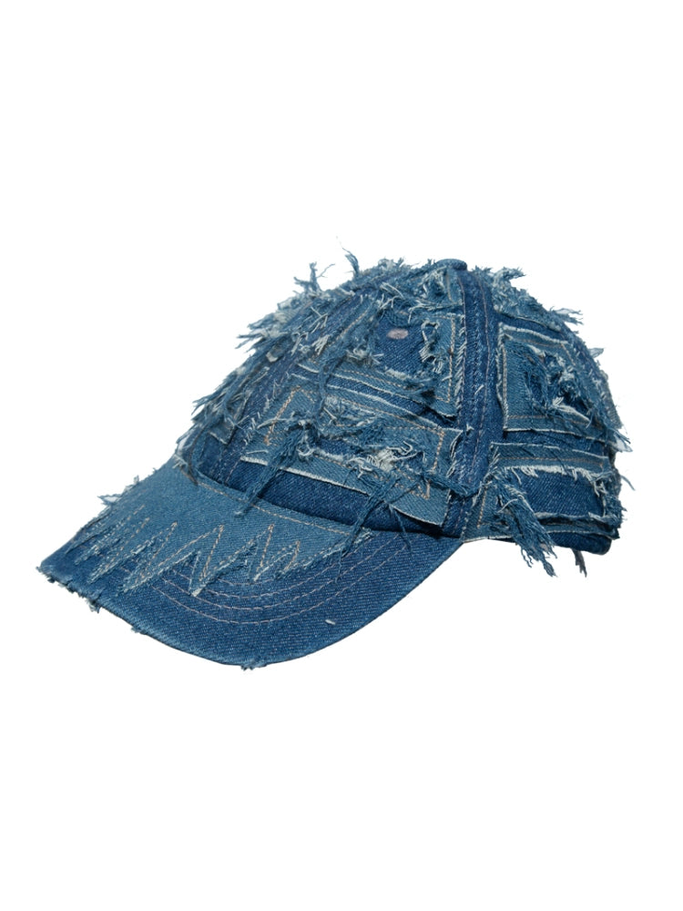 Denim Patchwork Damage Design Cap WN21096