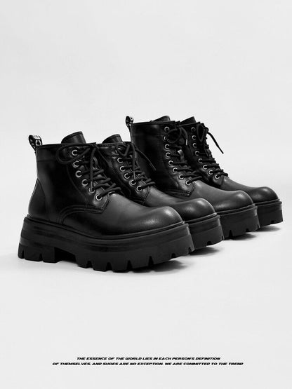 Lace Up Thick Sole Short Boots WN24562