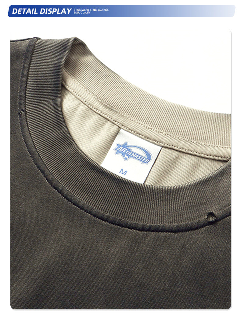 Spray Dye Washed Damage Short Sleeve T-Shirt WN16276