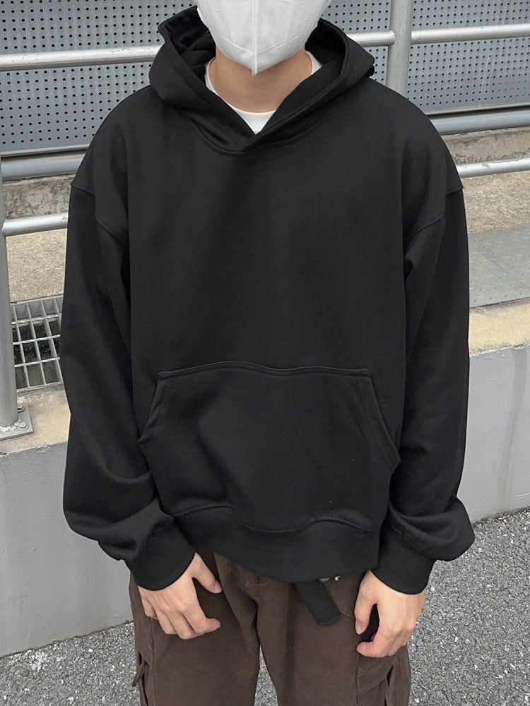 Short Length Oversize Plain Pullover Hoodie WN24401