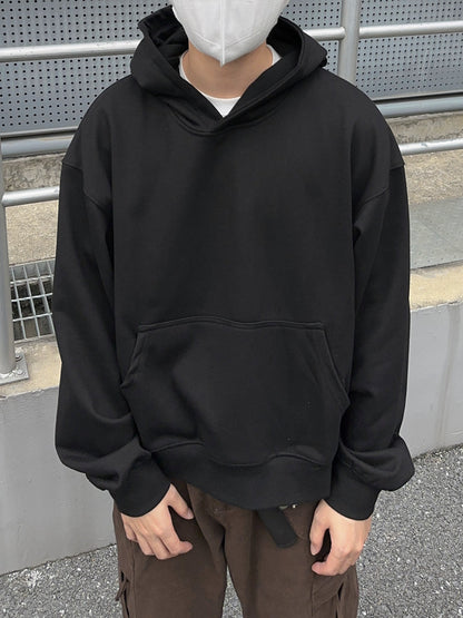 Short Length Oversize Plain Pullover Hoodie WN24401
