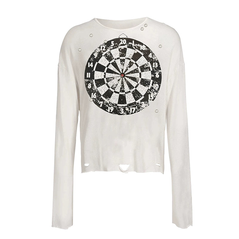 Graphic Letter Damage Long Sleeve T-shirt WN20911