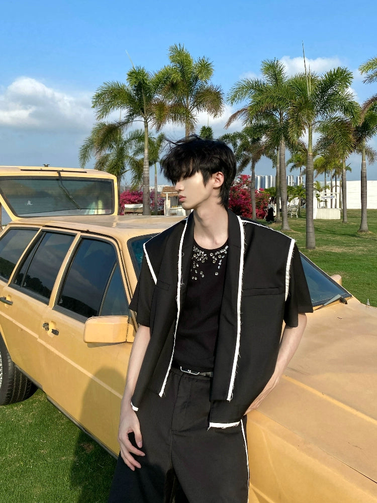 Fringe Design Short Jacket & Flare Pants Setup WN20740