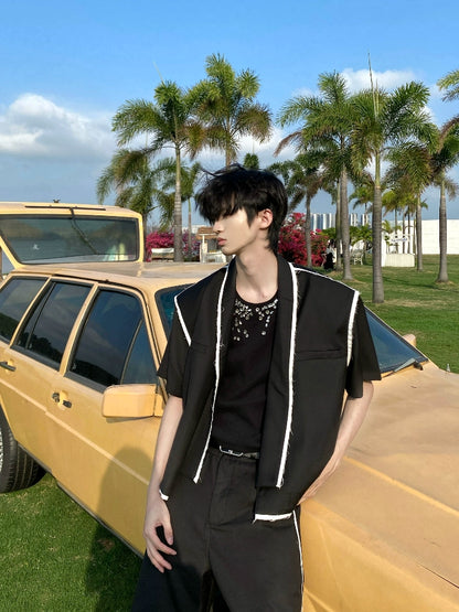 Fringe Design Short Jacket & Flare Pants Setup WN20740