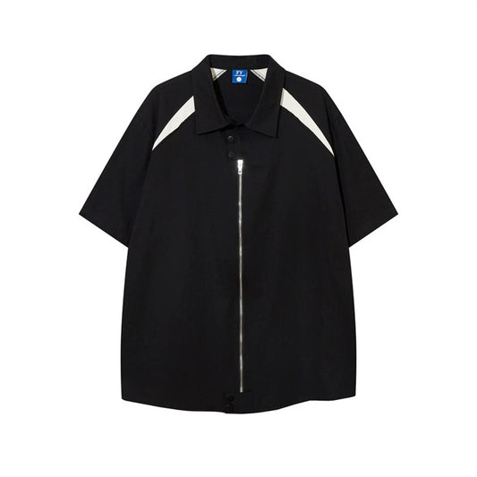 Oversize Zipper Short-sleeve Shirt WN5552