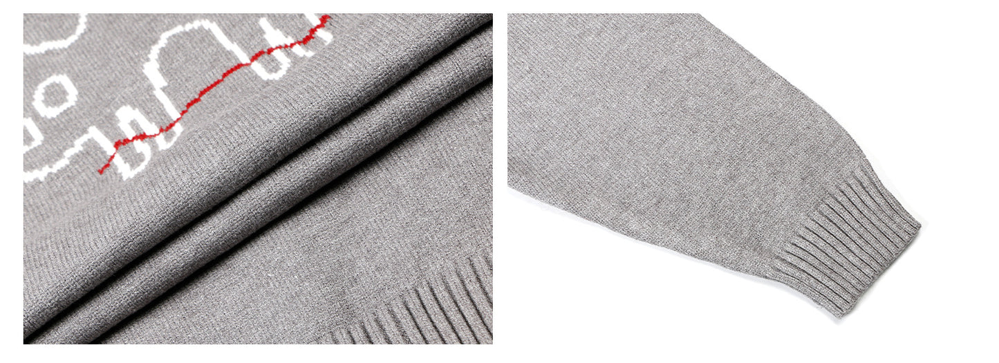 Cartoon Jacquard Oversize Knit Cardigan WN26380