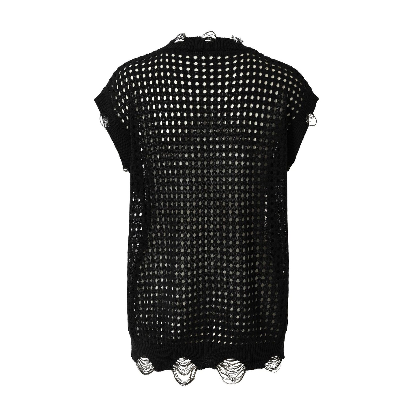 Mesh Damage Design Knit Vest WN25757