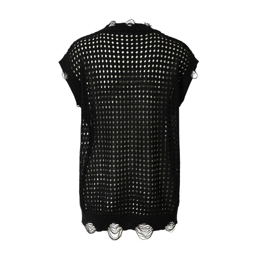 Mesh Damage Design Knit Vest WN25757