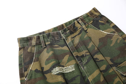 Camo Workwear Denim Wide Leg Short Pants WN25677
