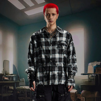 Oversize Plaid Long Sleeve Shirt WN20557