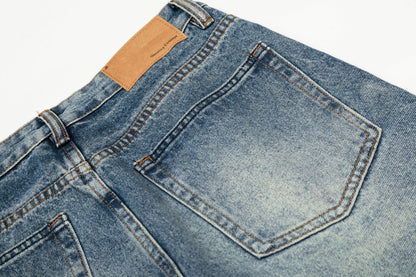 Paint Splatter Curved Denim Jeans WN26128
