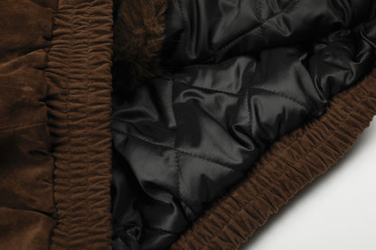 Fake Fur Collar Toggle Detail Cropped Jacket WN27802