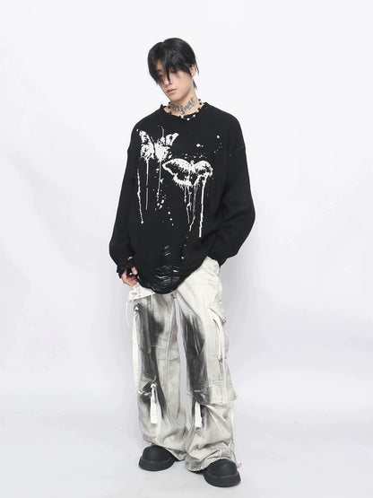 Oversize Graffiti Design Knit Sweater WN8758