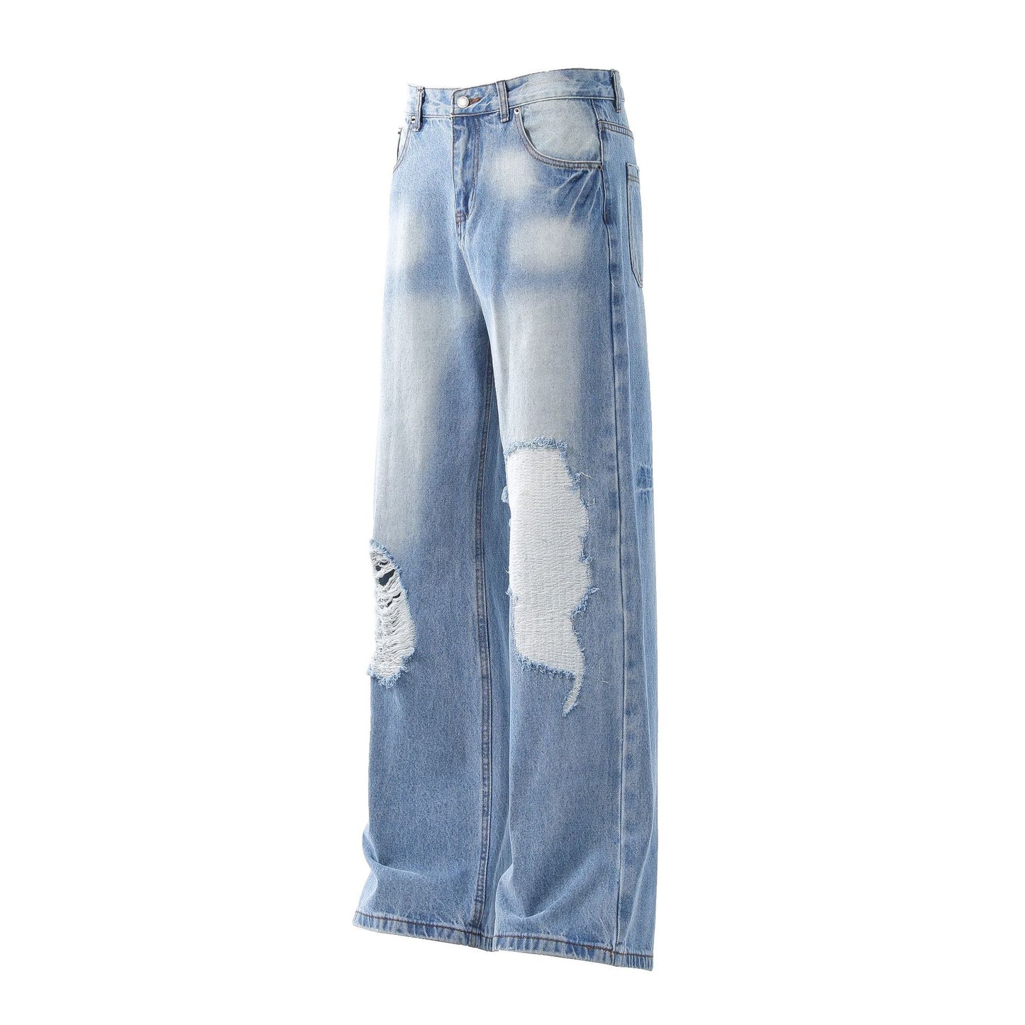 Washed Damage Wide Leg Flare Denim Jeans WN25862
