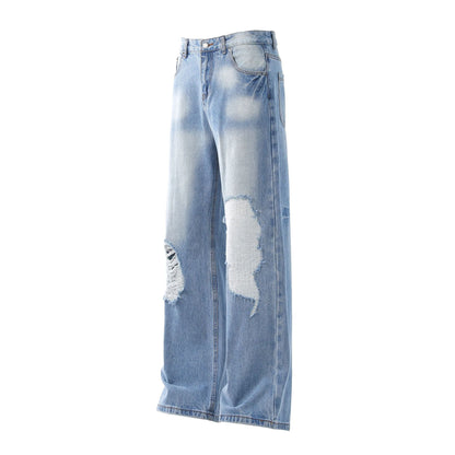 Washed Damage Wide Leg Flare Denim Jeans WN25862