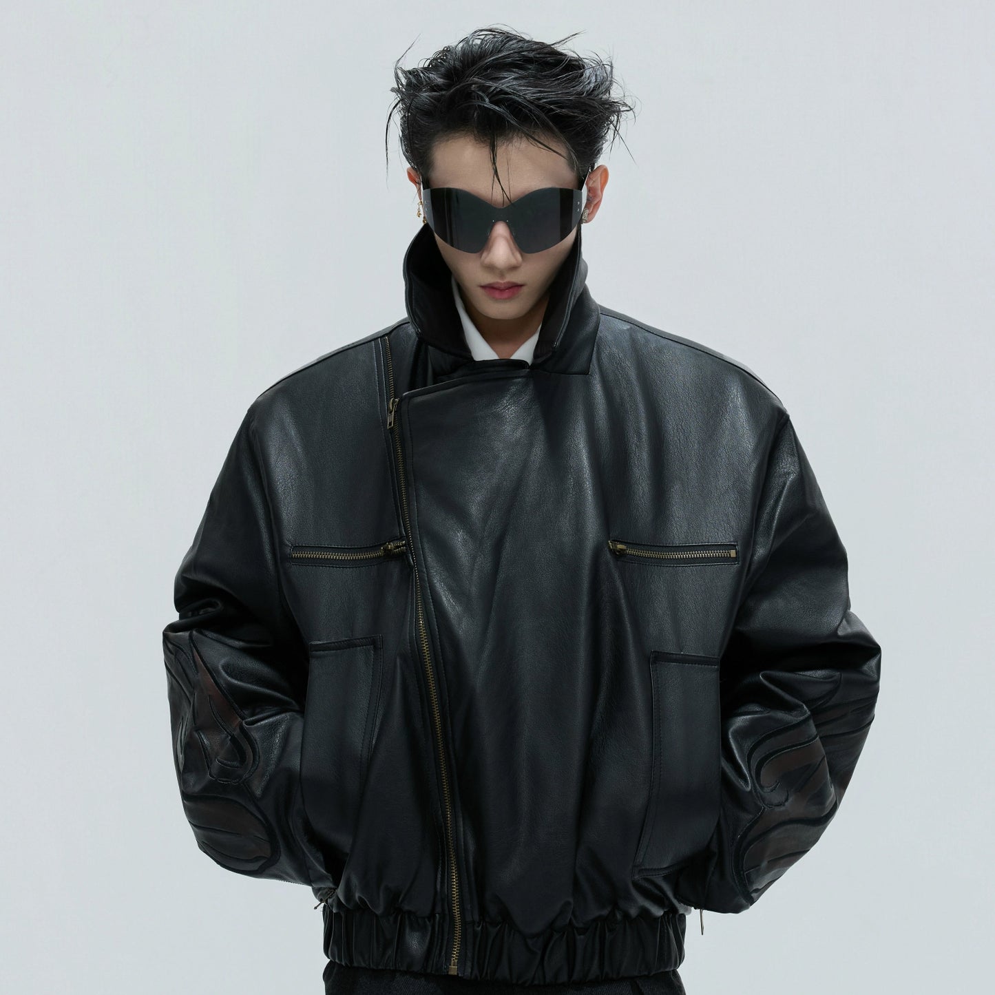 Detachable Fur Collar Embossed Thick Puffer Jacket WN21726