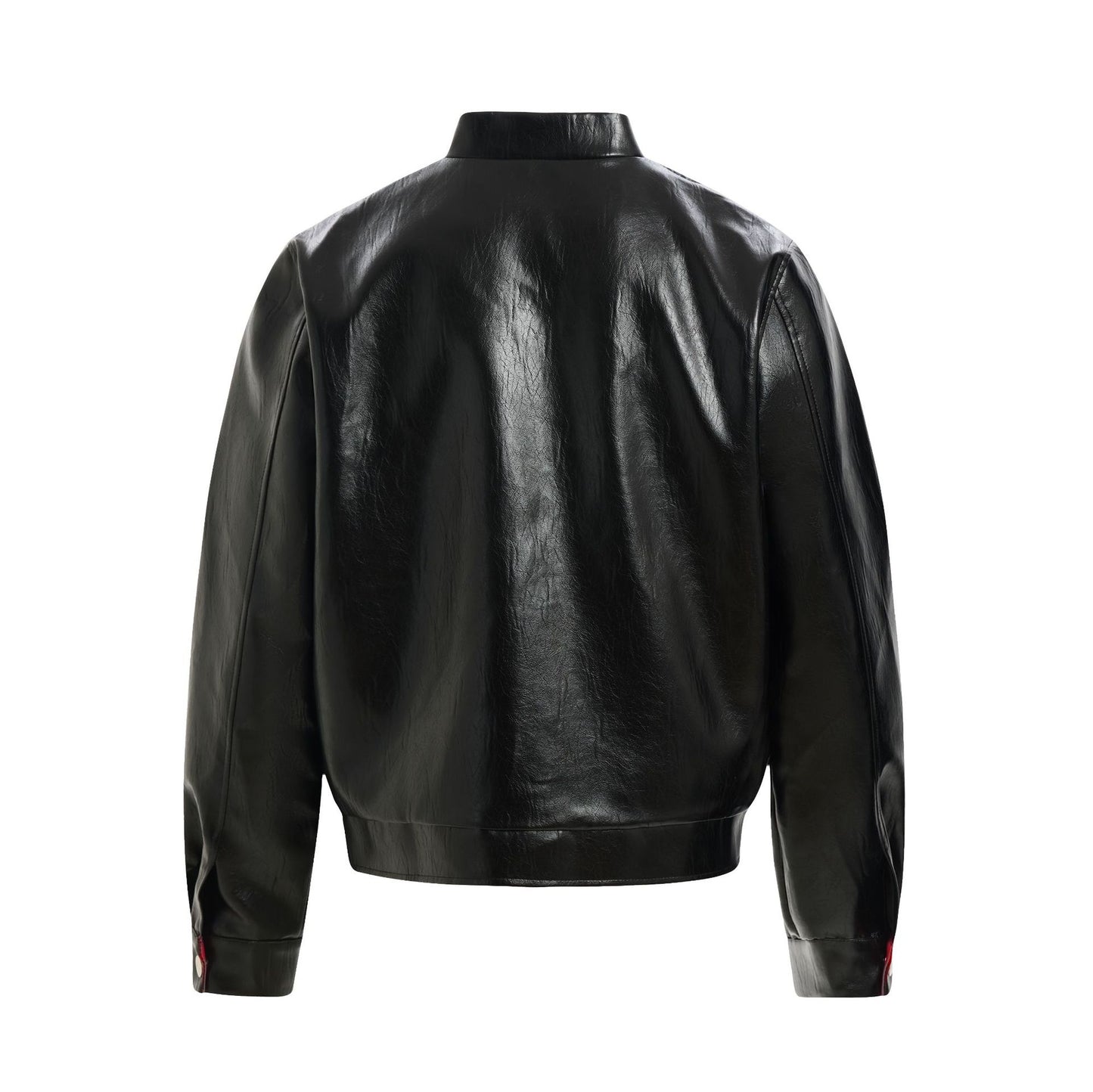 Deconstruction Letter Patch PU Leather Jacket WN25981