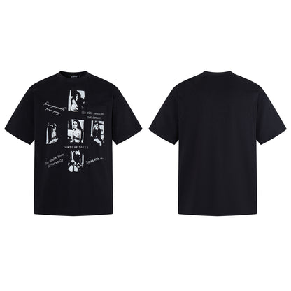 Portrait Letter Print Short Sleeve T-Shirt WN25522