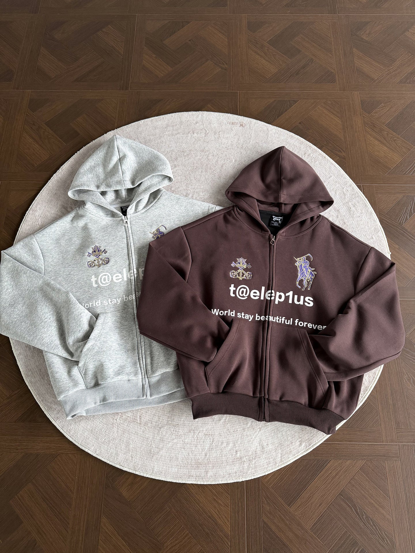Logo Horse Embroidery Zipper Hoodie WN25565