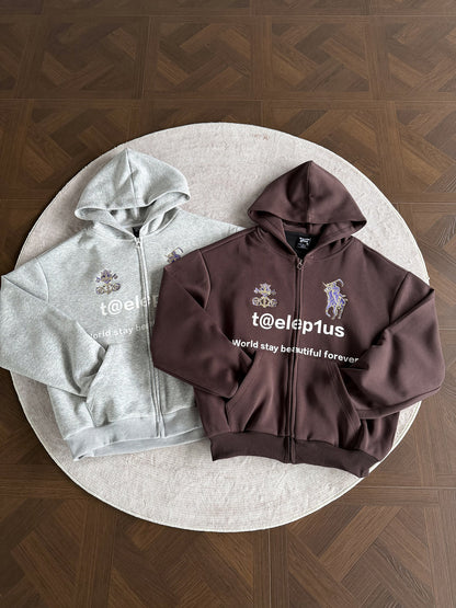 Logo Horse Embroidery Zipper Hoodie WN25565