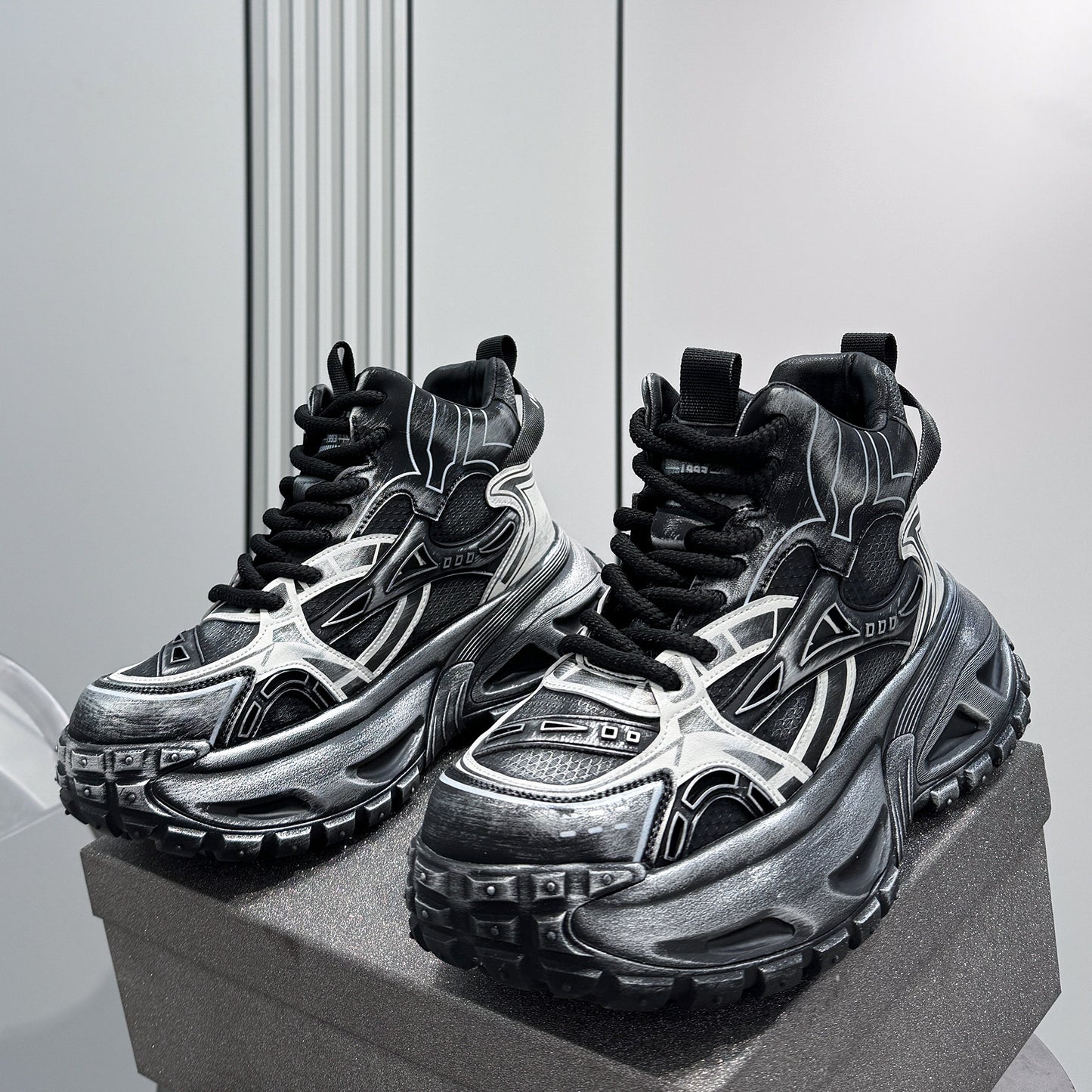 Mesh Panel High-Top Chunky Sole Sneakers WN24608