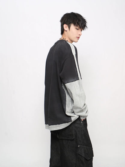 Heavyweight Mix Patchwork Long Sleeve T-Shirt WN21034