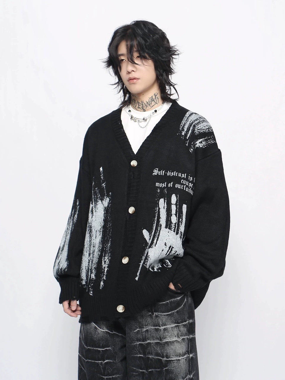 Graffiti Hand-Paint Knit Cardigan WN10930