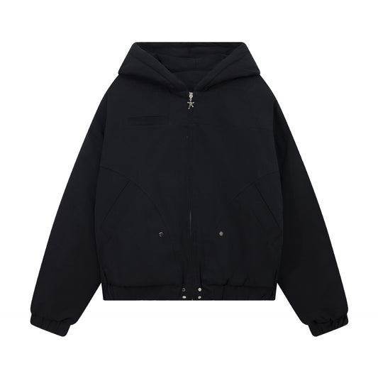 Oversize Simple Zipper Hooded Jacket WN13062