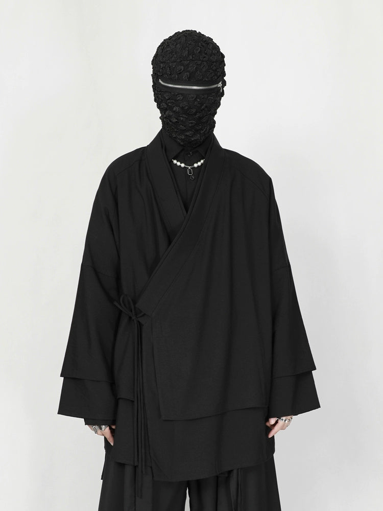 Double-Layer Collar Open Front Coat WN20186