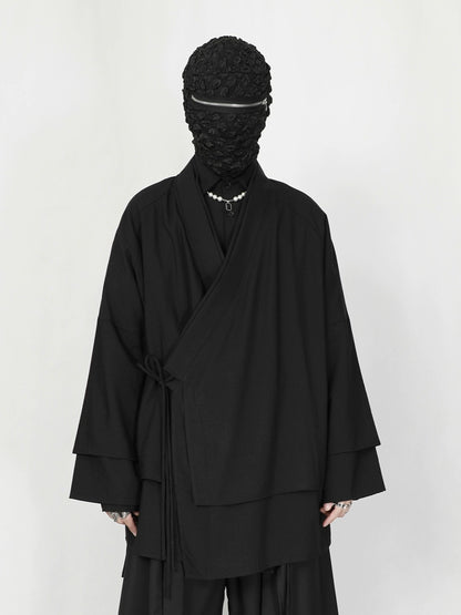 Double-Layer Collar Open Front Coat WN20186