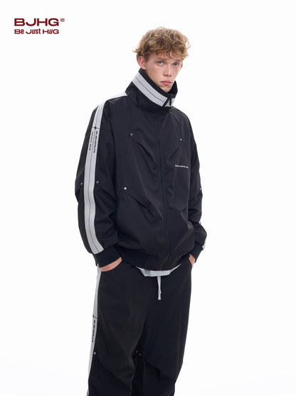 Stand Neck Sporty Jacket & Wide-leg Sporty Pants Setup WN9763