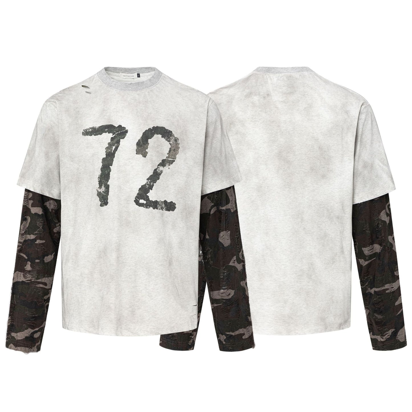 Fake Layered Letter Print Oversize Long Sleeve T-Shirt WN26075